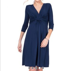 Seraphine Dark Blue Knot Maternity Dress Size 10